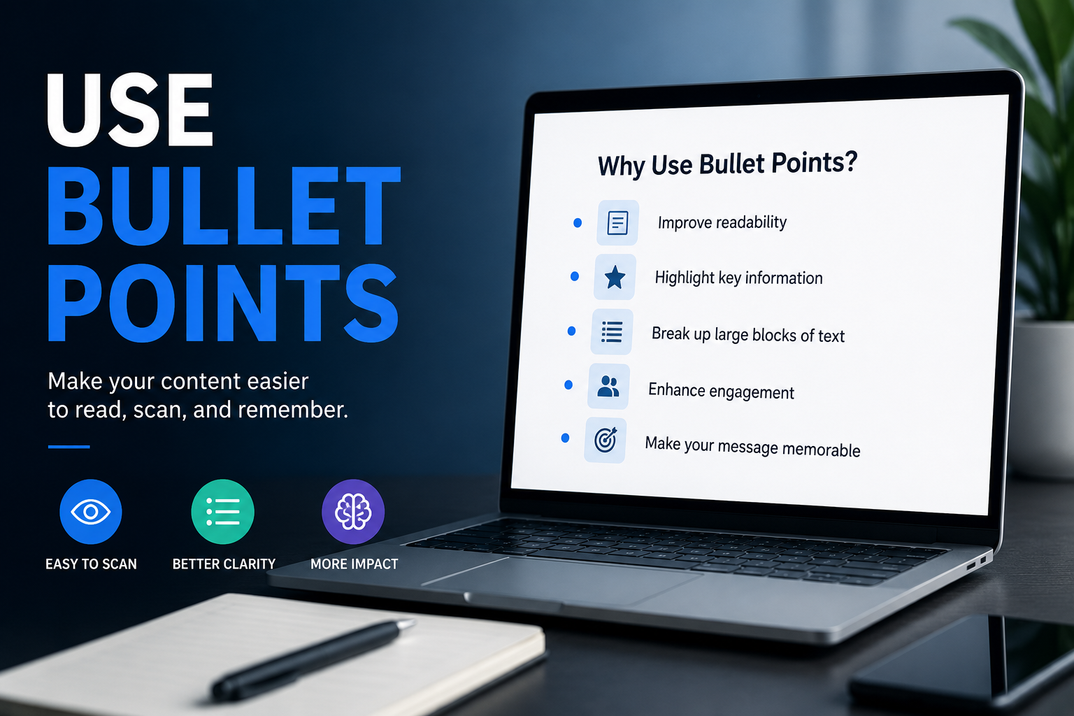 USE BULLET POINTS